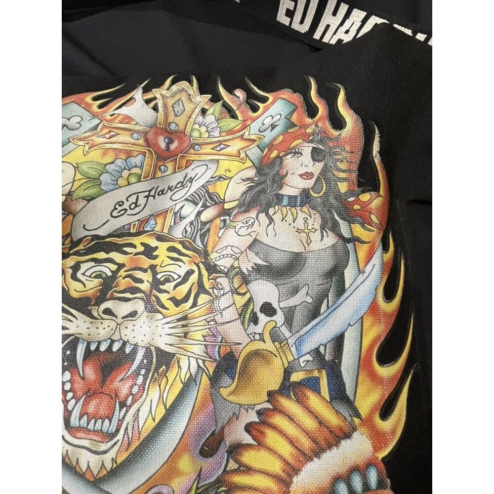 Ed Hardy by Christian Audigier Messenger Laptop Bag Pirate Ladies Tiger Canvas - Picture 12 of 16